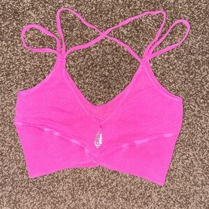 Hot pink free people Strappy longline bra